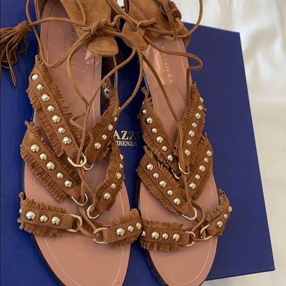 Aquazurra Tan Lace-up Sandal! Size: 38 - Picture 2 of 6